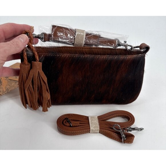 CATCHFLY STUDIO Hair on Hide Purse Shoulder Crossbody Bag Convertible New - Picture 7 of 9